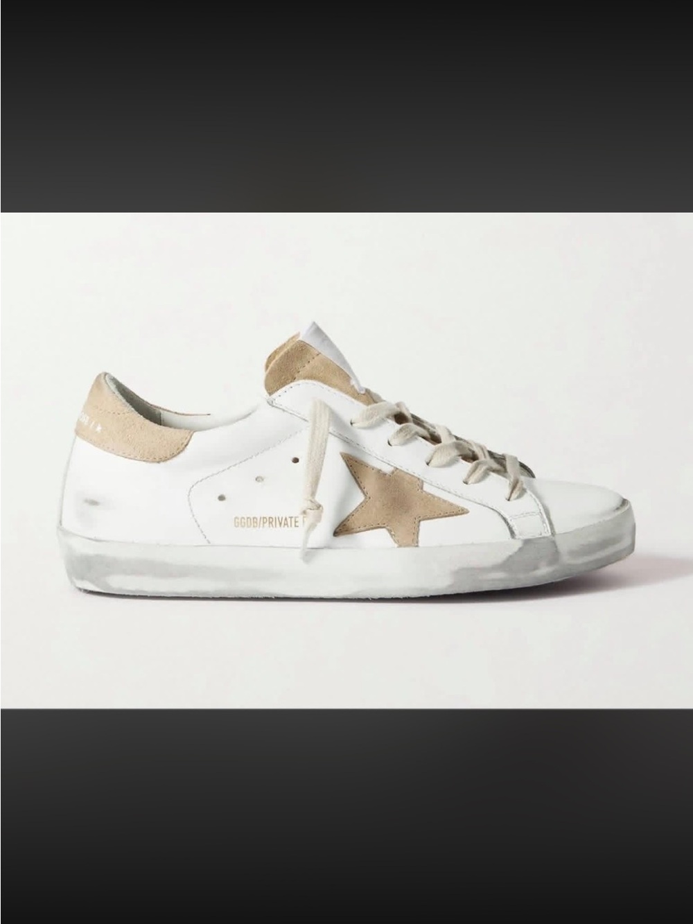 Golden Goose White Low-Top Sneaker with Beige Star Accents